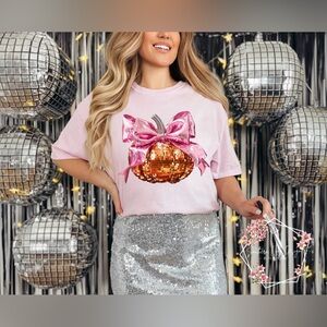 Sequin Disco Pumpkin Pink Comfort Colors T-Shirt